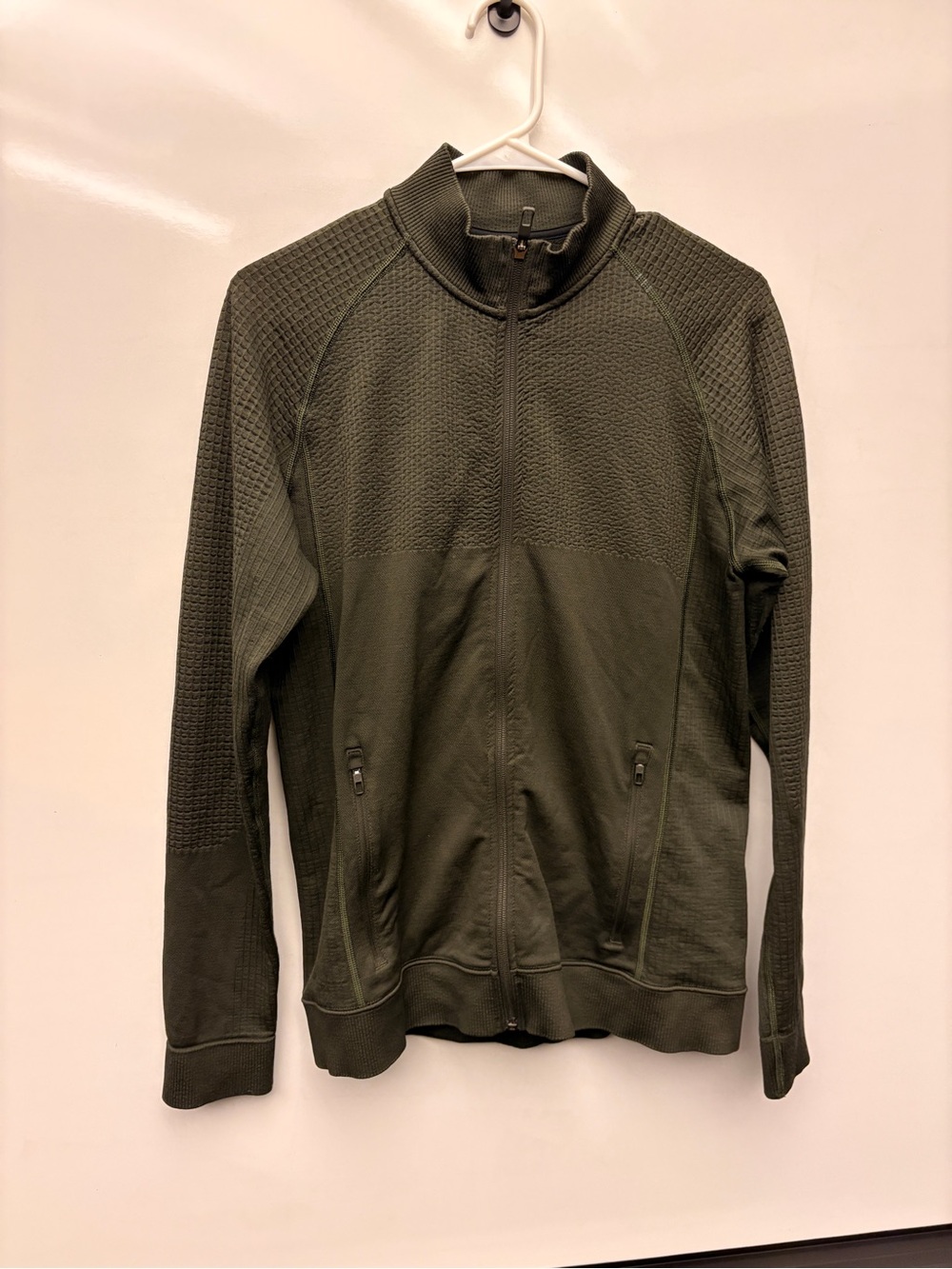 lululemon athletica Olive Green Textured Zip-Up Pullover